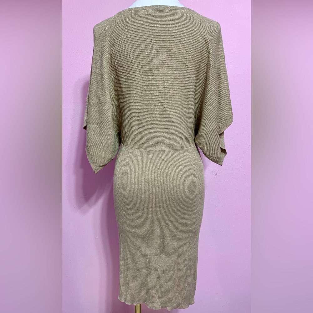*RARE VTG Arden B gold metallic knit silk/cashmere blend dress - small - Picture 5 of 10